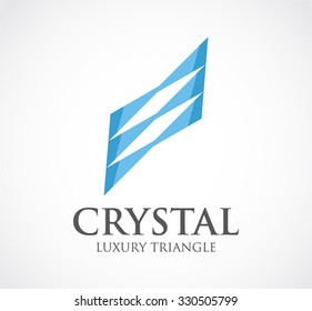 Crystal square of glass abstract vector and logo design or template geometric polygon business icon of company identity symbol concept