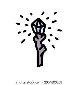 crystal staff color vector doodle simple icon