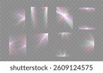 	
Crystal star. Crystal ray light, sun shines rainbow red yellow and blue color. Optical fire light effect.Sparkle shine. Vector lens glare leakage glare reflection effect. Sunlight	
