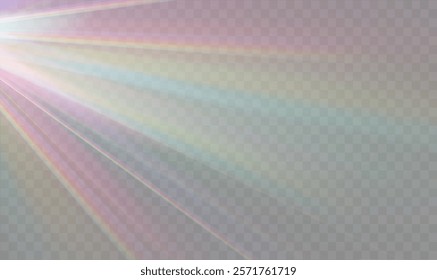 Crystal star. Crystal ray light, sun shines rainbow red yellow and blue color. Optical fire light effect.Sparkle shine. Vector lens glare leakage glare reflection effect. Sunlight	