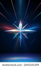 Forma de estrella de cristal con efectos de luz