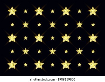 Crystal stars background. 3D vector illustration. Space and night background. 