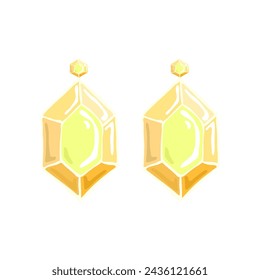 Crystal stone earrings, vector illustration.