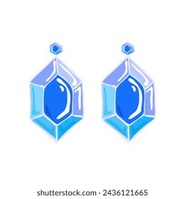 Crystal stone earrings, vector illustration.