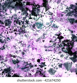 Crystal surface with wavy lines. Violet black & white template. Abstract seamless pattern for fabric, wallpaper, wrapping paper. Background for book covers, posters, flyers
