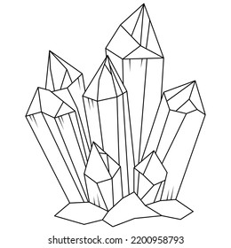 Ilustración vectorial del tatuaje de cristal. Arte de línea