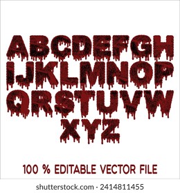 Crystal texture font. Vector alphabet with latin letters. Mosaic font.