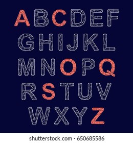 Crystal texture font. Vector alphabet with latin letters. Mosaic font.