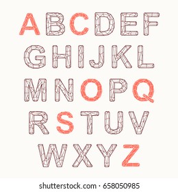 Crystal texture font. Vector alphabet with latin letters. Mosaic font.