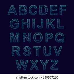 Kristalltexturschrift. Vektoralphabet mit lateinischen Buchstaben. Mosaikschrift.