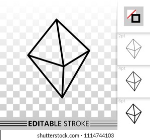Crystal thin line icon. Outline web sign of gemstone. Mineral linear pictogram with different stroke width. Simple vector symbol, transparent background. Crystal editable stroke icon without fill