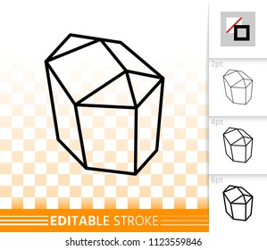 Crystal thin line icon. Outline web sign of gemstone. Mineral linear pictogram with different stroke width. Simple vector symbol, transparent background. Crystal editable stroke icon without fill