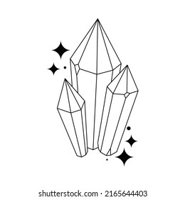 Kristalldünne Linie. Einfaches Zauberkristall-Kontursymbol. Hexlich.