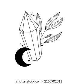 Kristalldünne Linie. Einfaches Zauberkristall-Kontursymbol. Hexlich.