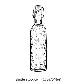 Kristalloberflasche handgezeichnete Vektor-Illustration isoliert auf weißem Hintergrund 
