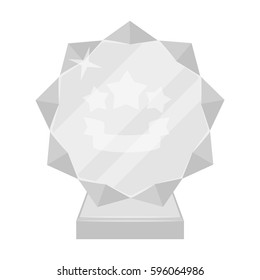 Crystal trophy in the shape of a star. Award for the best song in the talent contest .Awards and trophies single icon in monochrome style vector symbol stock illustration.