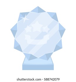 Crystal trophy in the shape of a star.Award for the best song in the talent contest .Awards and trophies single icon in cartoon style vector symbol stock illustration.
