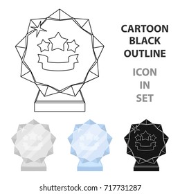 Crystal trophy in the shape of a star.Award for the best song in the talent contest .Awards and trophies single icon in cartoon style vector symbol stock illustration.