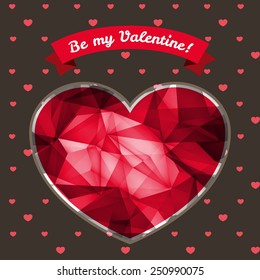 Crystal Valentine Heart With Ribbon and Pattern Background