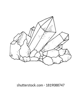 Crystal. Vector cartoon illustration of gemstone. Isolated objects on a white background. Hand-drawn style.