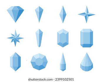 crystal vector.  a collection of diamonds and crystals with beautiful shapes