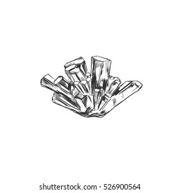 Crystal. Vector hand drawn illustration. Vector isolated objects