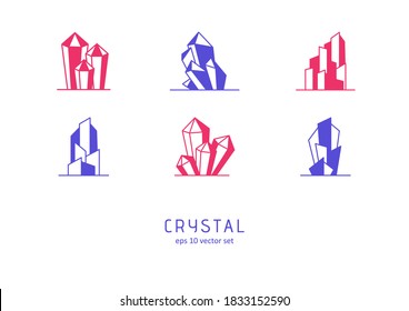 Kristall - Vektorsymbole gesetzt. Symbol für Web-, Infografik-, Print-Design und mobiles UX/UI-Kit. Vektorgrafik, EPS10.