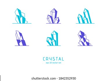 Cristal - conjunto de iconos vectoriales. Símbolo de web, infografía, diseño de impresión y kit de UX/UI móvil. Ilustración del vector, EPS10.