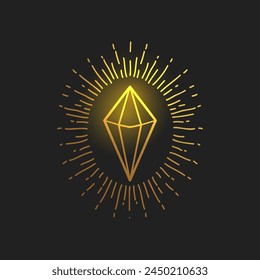 Kristallfarbene Vektorillustration, handgezeichnete himmlische Boho Line Art Logo, Icons und Symbol mystische Moon Tattoo Elemente für Dekoration.
