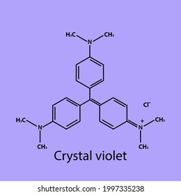 Crystal violet Dye biomolecule molecular formula. Skeletal molecule structure vector eps10.