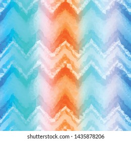 Crystalized Vertical Stripe And Chevron Zig Zag Gradient Seamless Repeat Vector Pattern.  Individual solid triangles that make a gradient together. Generative art.  From my Summer Bright collection.