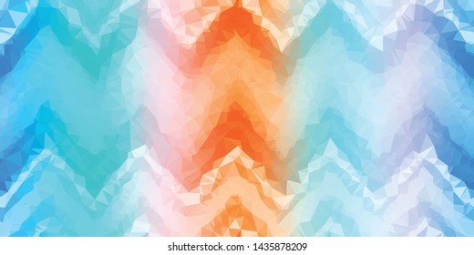 Crystalized Vertical Stripe And Chevron Zig Zag Gradient Seamless Repeat Vector Pattern.  Individual solid triangles that make a gradient together. Generative art.  From my Summer Bright collection.
