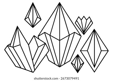 crystalline structu geometric line art on white background
