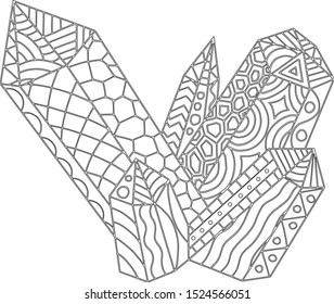Crystals coloring page contour vector illustration eps for adults and children

