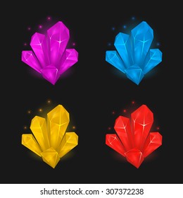 Crystals and diamonds resources set for game design