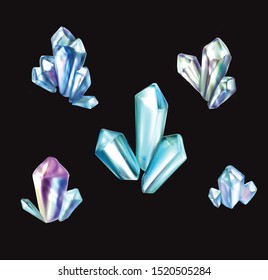 crystals gems icon vector illustration set