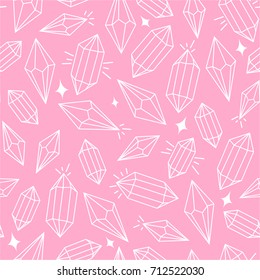 Crystals, hand drawn overlapping background. Design wallpaper vector. Seamless pattern with gems collection. Decorative illustration, good for printing. Colorful backdrop