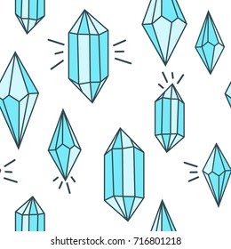 Crystals, hand drawn overlapping background. Design wallpaper vector. Seamless pattern with gems collection. Decorative illustration, good for printing. Colorful backdrop