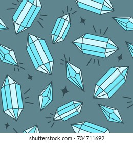 Crystals, hand drawn overlapping background. Design wallpaper vector. Seamless pattern with gems collection. Decorative illustration, good for printing. Colorful backdrop