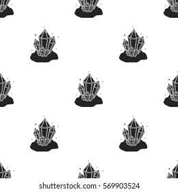 Crystals icon in black style isolated on white background. Mine pattern stock vector illustration.