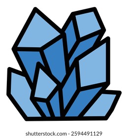 Crystals icon in flat line style representing gemstones energy healing and spirituality ideal for wellness and decorative concepts.