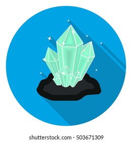 Crystals icon in flat style isolated on white background. Mine symbol stock vector illustration.
