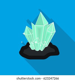 Crystals icon in flat style isolated on white background. Mine symbol stock vector illustration.