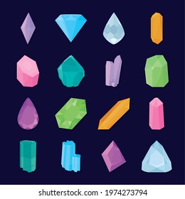 crystals icon set on background