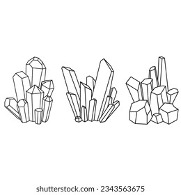 Crystals icon vector set. Minerals illustration sign collection. Stones symbol. Mine logo.