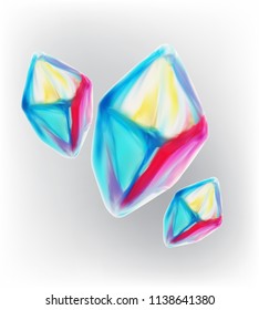 crystals illustration vector set