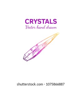 Crystals and Minerals. Vector hand drawn illustration. Isolated objects. Yoga. Spirituality
