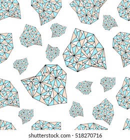 Crystals on mint background.Crystals vector.Crystals design,Crystals seamless texture.Print geometric style.Fabric, wallpaper, wrapping, cards, invitations, wedding, birthday, textiles, paper, holiday