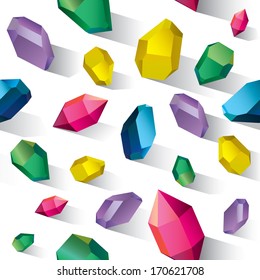 Crystals on white background. Seamless pattern.