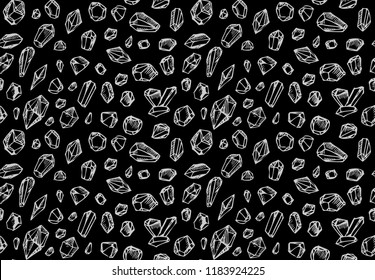 Crystals pattern, polihedrons linear shapes. - vector stock. Crystal print. Gem background.